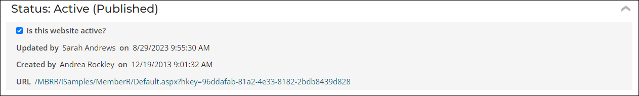 Viewing the status of a website